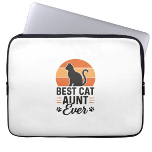 Housse Pour Ordinateur Portable Meilleure Tante de Chat Vintage Sunset Cat Shirt D