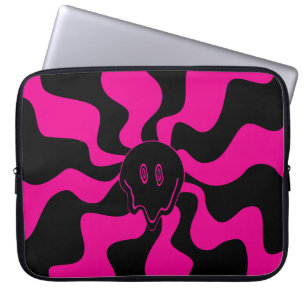 Housse Pour Ordinateur Portable Melt de sourire - Magenta et noir