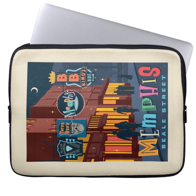 Housse Pour Ordinateur Portable Memphis, TN | Beale Street Neon (Devant)