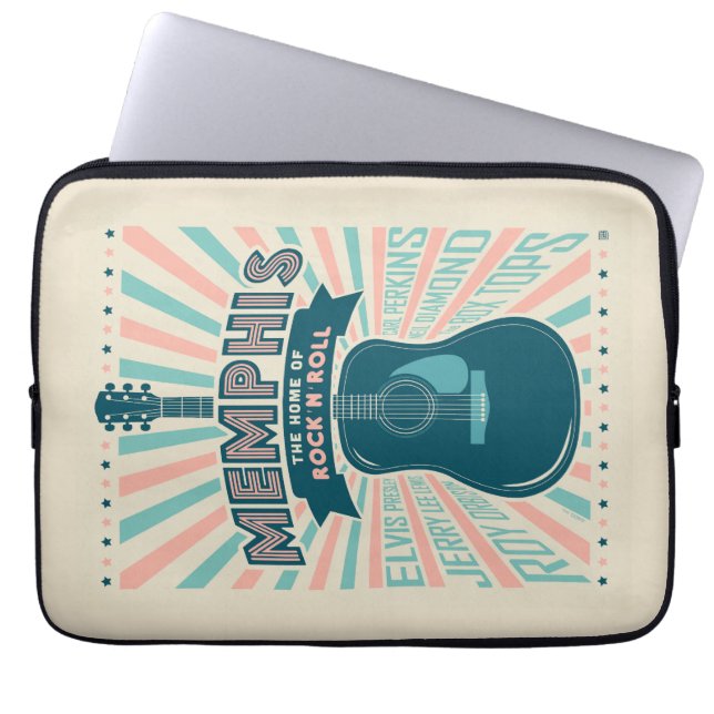 Housse Pour Ordinateur Portable Memphis, TN : Série de guitares | Rock-N-Roll (Devant)