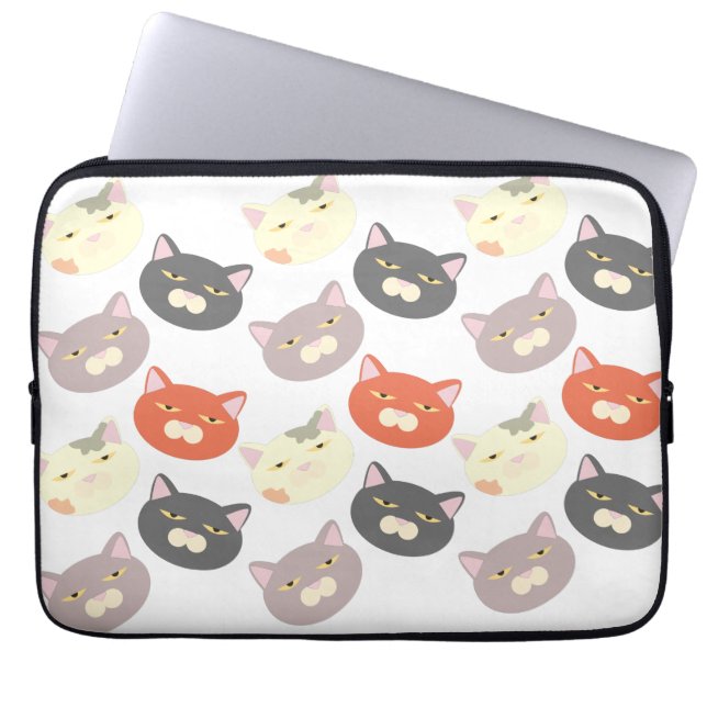 Housse Pour Ordinateur Portable Meow Cute Tête de chat Dessin artistique amusant (Devant)