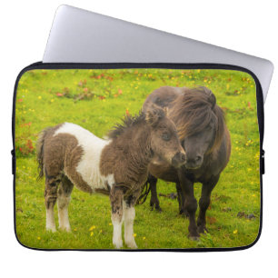 Housse Pour Ordinateur Portable Mère et progéniture de poney Shetland