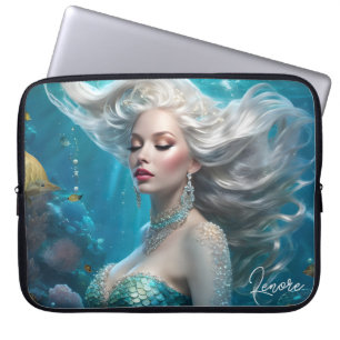 Housse Pour Ordinateur Portable Mermaid cheveux en argent Turquoise Océan