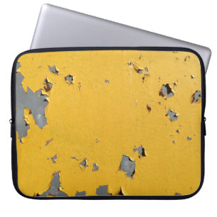 Housse Pour Ordinateur Portable Métal jaune fissuré : texture sale.