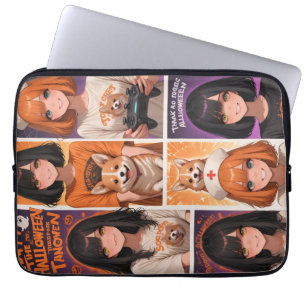 Housse Pour Ordinateur Portable Mignon art de collage d'Halloween d'anime Filles