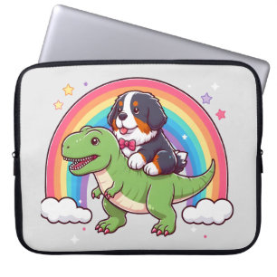 Housse Pour Ordinateur Portable Mignonne Bernese Mountain Dog équitation T-Rex Din