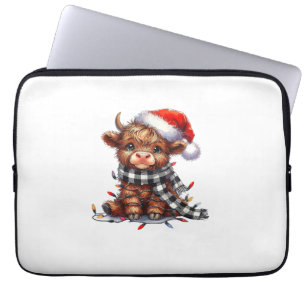 Housse Pour Ordinateur Portable Mignons feux de Noël Vache Highland Funny Noël