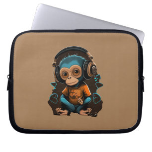 Housse Pour Ordinateur Portable Mignons Singe Écouter Musique, Musique Singe Immer