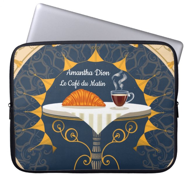 Housse Pour Ordinateur Portable Minimalist Café au Lait French Typography (Devant)