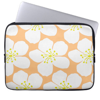 Housse Pour Ordinateur Portable Minimalist White Floral Pattern