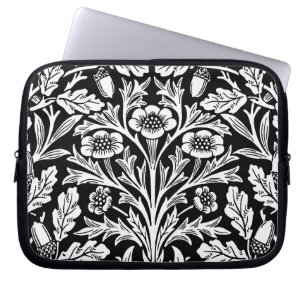 Housse Pour Ordinateur Portable Miroirs's Acorns et chêne Feuille noir et blanc