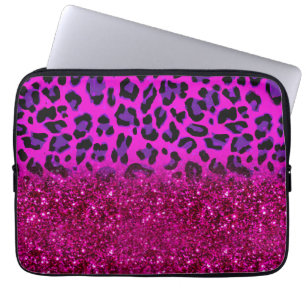 Housse Pour Ordinateur Portable Mode moderne rose violet Parties scintillant Leopa