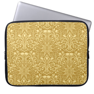 Housse Pour Ordinateur Portable Modèle Floral Baroque Damas d'or