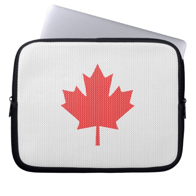Housse Pour Ordinateur Portable Modèle Knit Maple Leaf Tricot Motif (Devant)