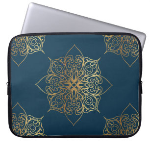 Housse Pour Ordinateur Portable Modèle Mandala Damask Or