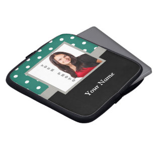 Housse Pour Ordinateur Portable Modèle photo à points de polka vert