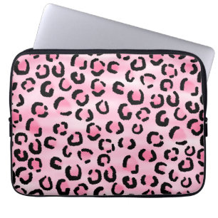 Housse Pour Ordinateur Portable Modèle rose d'empreinte de léopard