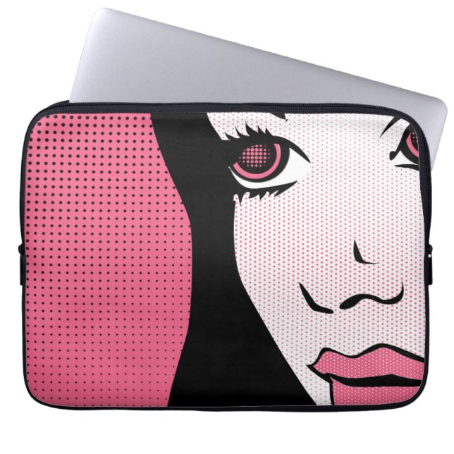 Housse Pour Ordinateur Portable Modern Comic Book Pop Art of Woman's Face (Devant)