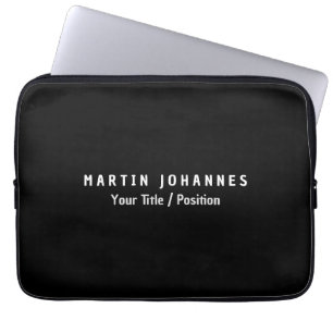 Housse Pour Ordinateur Portable Moderne minimaliste Plain Élégant noir & blanc