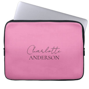 Housse Pour Ordinateur Portable Moderne minimaliste Simple Nom élégant Rose