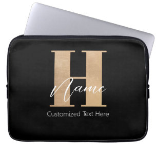 Housse Pour Ordinateur Portable Moderne Monogramme Initiale H & Nom Personnalisé