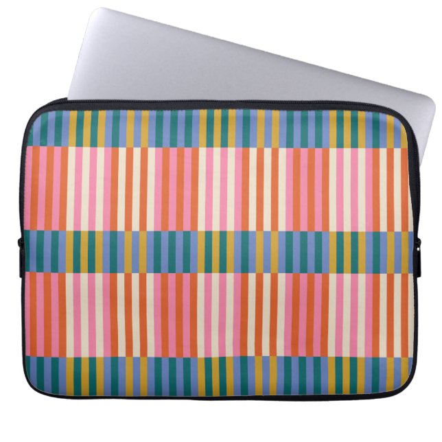 Housse Pour Ordinateur Portable Moderne Plaid Orange, Rose, Bleu, Vert (Devant)