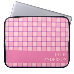 Housse Pour Ordinateur Portable Moderne Rose Violet Personnalisé à Carreaux