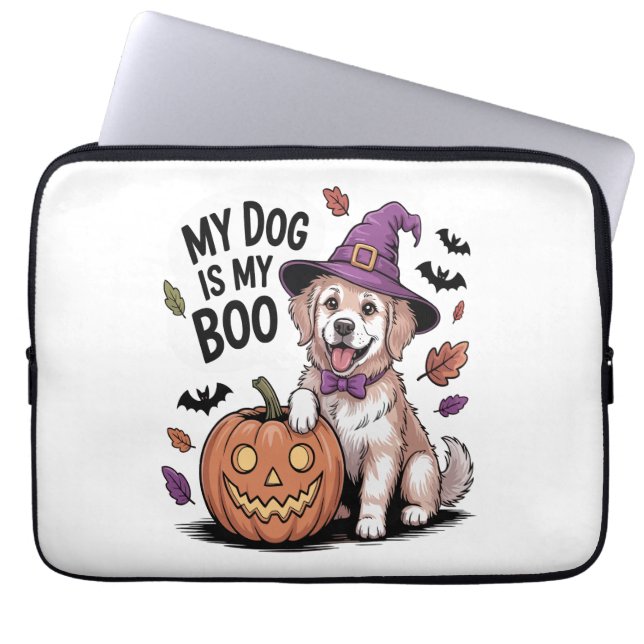 Housse Pour Ordinateur Portable Mon chien est My Boo Halloween (Devant)