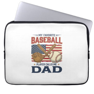 Housse Pour Ordinateur Portable Mon Joueur De Baseball Préféré M'appelle Papa Vint