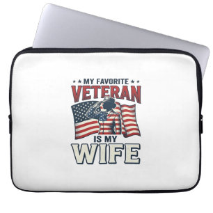 Housse Pour Ordinateur Portable Mon vétéran préféré est ma femme T-shirt patriotiq