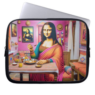 Housse Pour Ordinateur Portable Mona mangeant des aliments indiens