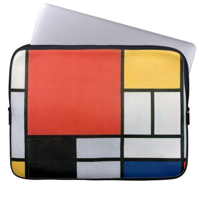 Housse Pour Ordinateur Portable Mondrial Composition Rouge Jaune Bleu Noir (Devant)
