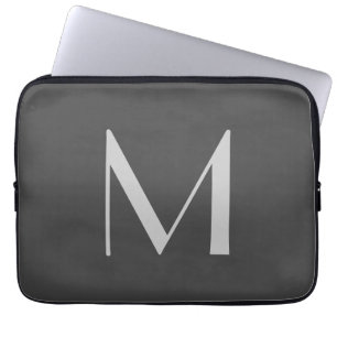 Housse Pour Ordinateur Portable Monogram Grey Modern Ajouter Votre Nom Initial