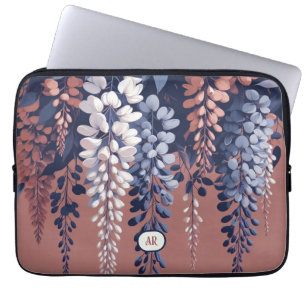 Housse Pour Ordinateur Portable Monogram Marine Rose Wisteria Élégance