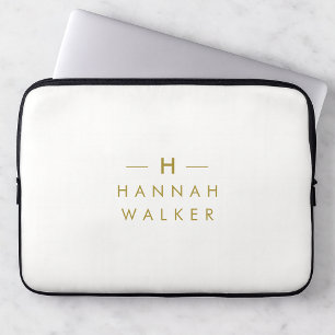 Housse Pour Ordinateur Portable Monogram or gray   Minimaliste Elegant Moderne