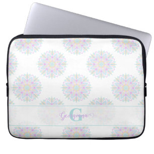 Housse Pour Ordinateur Portable Monogram Pastel Rainbow Sundae Polka Dot Mandala