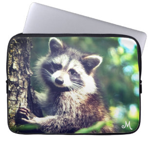 Housse Pour Ordinateur Portable Monogram & Wild Raccoon sur la Jungle