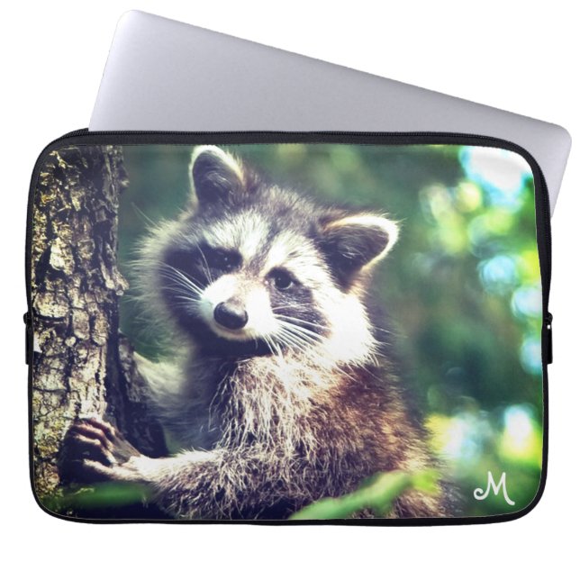 Housse Pour Ordinateur Portable Monogram & Wild Raccoon sur la Jungle (Devant)