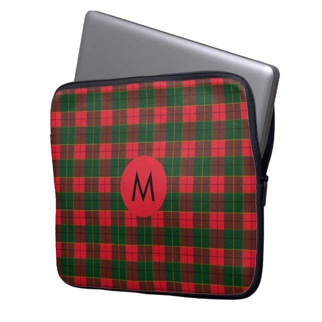 Housse Pour Ordinateur Portable Monogram Winter Holiday Tartan pattern Scottish (devant gauche)
