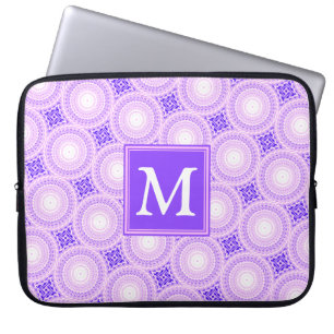 Housse Pour Ordinateur Portable Monogramme cercles violets motif