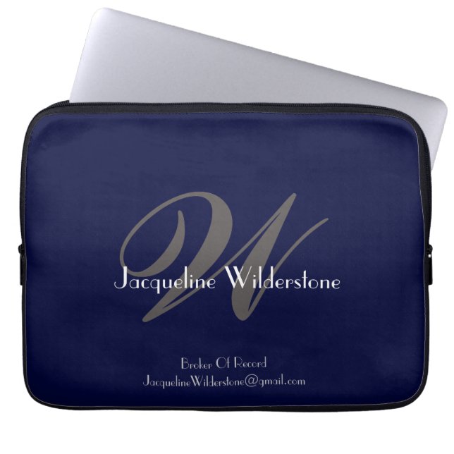 Housse Pour Ordinateur Portable Monogramme Classique Moderne Et Nom Chic Professio (Devant)