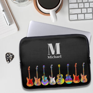 Housse Pour Ordinateur Portable Monogramme de guitare coloré