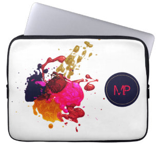Housse Pour Ordinateur Portable Monogramme de nuqueur violet rose rouge or