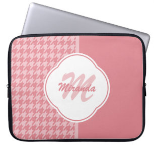 Housse Pour Ordinateur Portable Monogramme de pied de lit rose clair avec nom