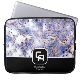 Housse Pour Ordinateur Portable Monogramme de pierre Marine