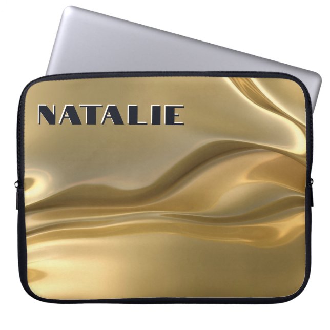 Housse Pour Ordinateur Portable Monogramme d'huile d'or Glam (Devant)
