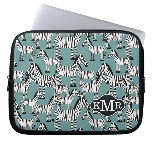 Housse Pour Ordinateur Portable Monogramme du motif | de zèbre (Devant)