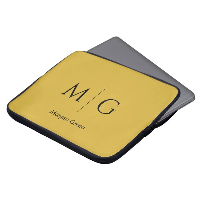 Housse Pour Ordinateur Portable Monogramme élégant avec conception de nom M Or (Devant haut)