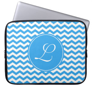 Housse Pour Ordinateur Portable monogramme élégant, tendance, bleu ciel clair