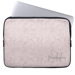 Housse Pour Ordinateur Portable Monogramme en marbre rose vif Nom personnalisé
